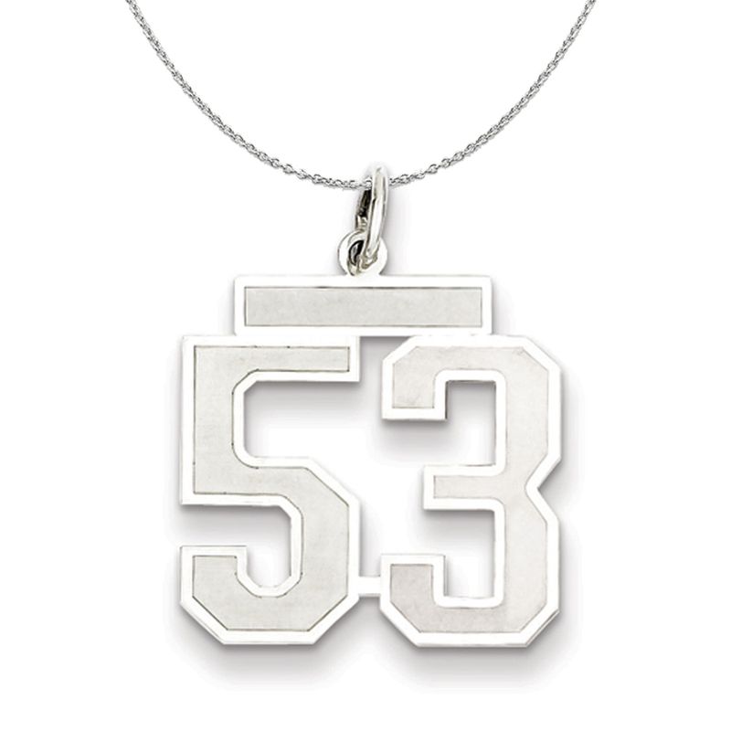 Sterling Silver, Jersey Collection, Medium Number 53 Necklace - 16 In
